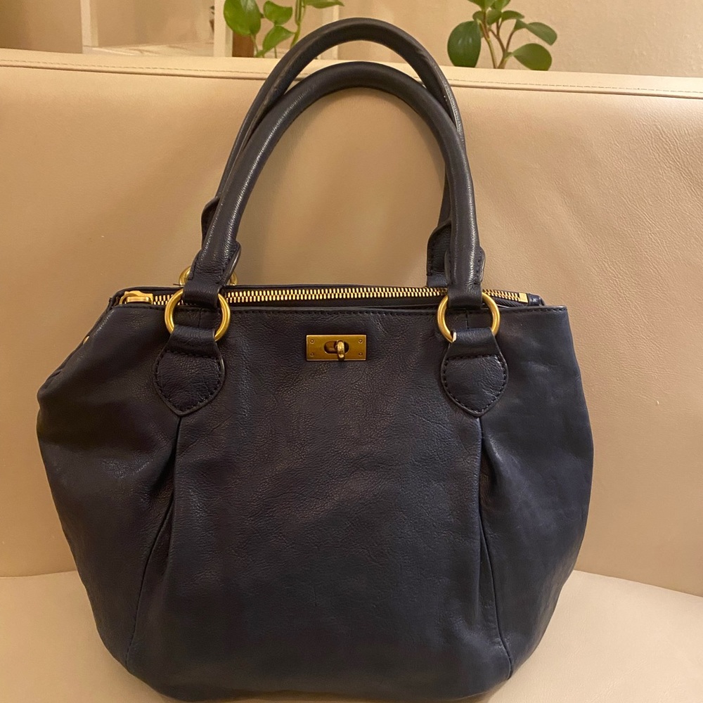 J Crew blue leather shoulder bag